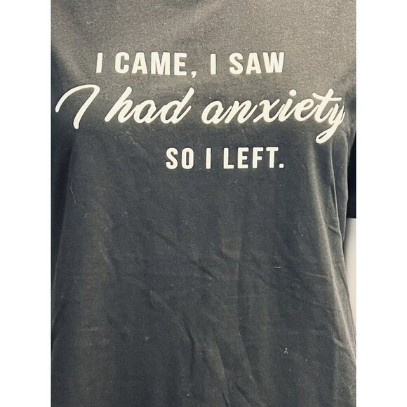 Shein Womens I Had Anxiety Top~Size Large~Black Graphic Tee Funny Style L7 15 - Picture 6 of 8
